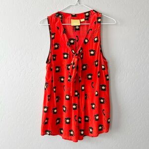 Anthropolgie Maeve Classic Print Sleeveless Top with Telephones